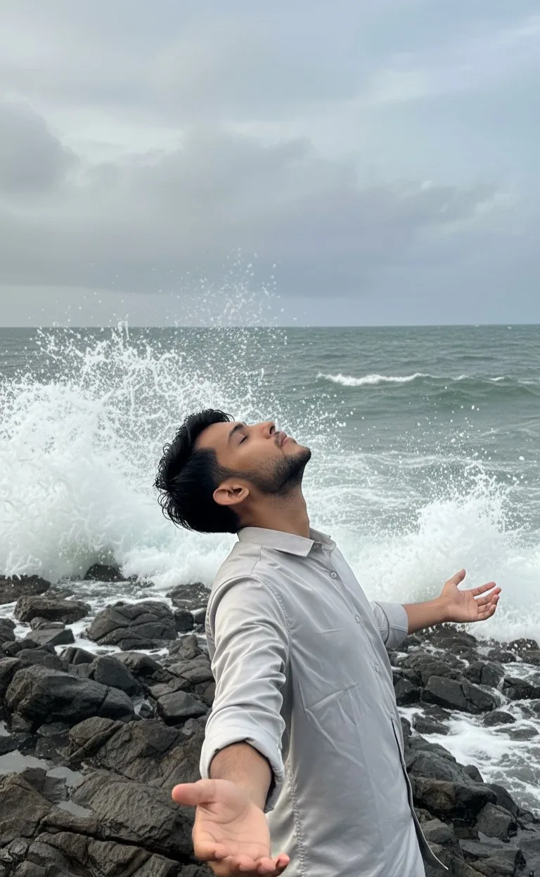 Parveez Khan, founder of Parvex Cinematics, on the shoreline